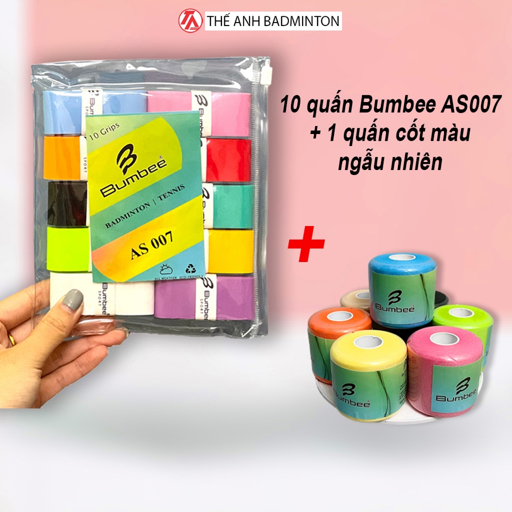[COMBO CHIẾN THẦN] 10 Quấn Cán Cầu Lông - Pickleball BUMBEE AS007 + 1 Quấn Cốt Vợt Màu Ngẫu Nhiên