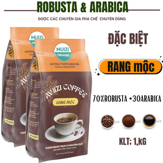 Cà phê hạt nguyên chất, rang mộc robusta 70% + 30% arabica