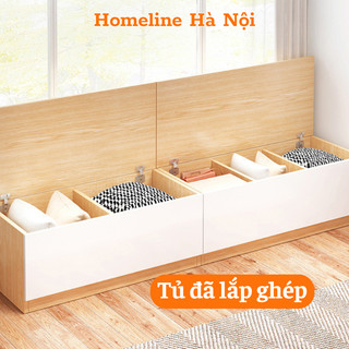 Kệ tủ gỗ HOMELINE kê đầu giường cửa sổ ban công decor phòng ngủ để quần áo,... có thể ngồi nằm được - D05