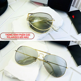 Kính mát gấp gọn nam nữ POSHOP gọng kim loại phi công tròng thuỷ tinh cường lực chống uv400 R3479