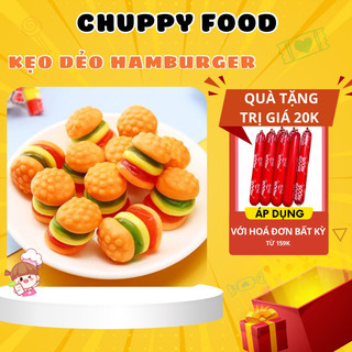 Kẹo dẻo hamburger xiên que🎁chuppy food🎁 kẹo dẻo trái cây, kẹo cầu vồng, chip chip hình hamburger, đồ ăn vặt tuổi thơ