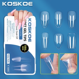 KOSKOE Hộp Móng úp 500 Móng Tay Giả Trong Suốt Móng Tay Màu Hạnh Nhân Ngắn