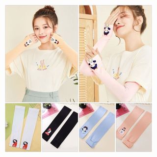 Găng tay chống nắng Hàng dệt kim dày dặn chống UV hiệu quả Hình in cu te dễ thương Tiện lợi thay thế áo chống nắng