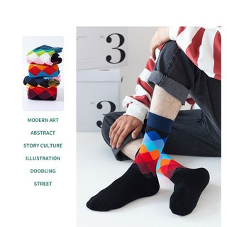 Tất vớ Vintage họa tiết karo sắc màu Phong cách trẻ trung năng động chất liệu cotton mềm thoáng khí