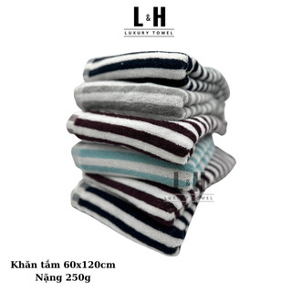Khăn tắm cotton mj kẻ sọc 250g, kt 60x120cm