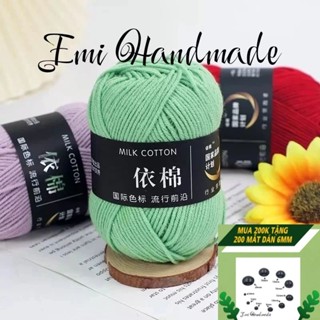 Len milk cotton 50g loại 1 (bảng 2 từ màu 51-86) - len đan móc khăn, áo, thú bông, túi xách, đồ trang trí