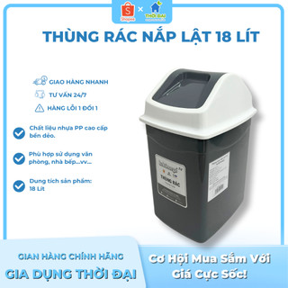 Thùng Rác Nhựa Nắp Lật Kokomega 18 Lít KT: 42*20*56 CM