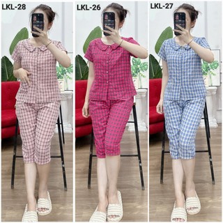[BunnySky] ĐỒ BỘ MẶC NHÀ, ĐỒ BỘ NỮ, BỘ QUẦN ÁO NỮ CỔ SEN BÈO TÚI SƯỜN CỘC TAY