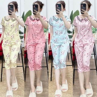 [Bunnysky] Quần áo nữ mặc nhà, đồ bộ mặc nhà lửng đẹp họa tiết xinh