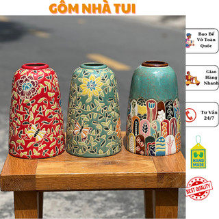 BÌNH HOA DÁNG CHUÔNG 25CM GỐM SỨ THỦ CÔNG NAM BỘ CẮM HOA DECOR TRANG TRÍ