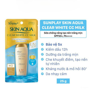 Sữa chống nắng tạo nền Sunplay Skin Aqua Clear White CC Milk SPF50+ PA++++ 25g