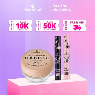Combo makeup Essence phấn tươi che phủ tự nhiên và mascara Lash Goals không bết dính 16g