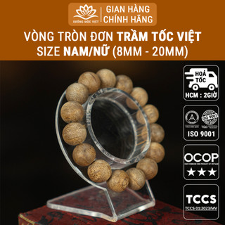 Vòng tay trầm hương tự nhiên Xưởng Mộc Việt vòng trầm Hạt Tròn mang lại may mắn bình an