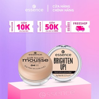 Combo makeup phấn tươi Essence Mousse phấn phủ nén Brighten Up kiềm dầu tối ưu 16g