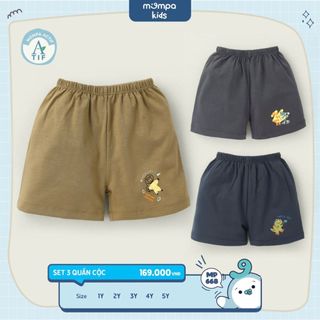 Set 3 quần đùi cho bé Mompa từ 1 đến 5 tuổi vải Cotton Actif thoáng khí nhanh khô MP 668
