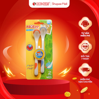 Thìa ăn dặm báo nóng cho bé set 2 thìa cảm biến nhiệt nuby nhựa cao cấp an toàn cho bé - bibomart