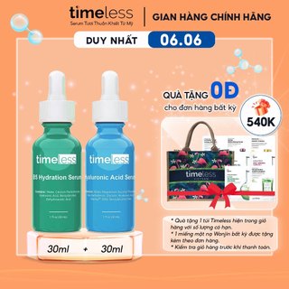 Combo Serum Timeless Vitamin B5 & Hyaluric + Vitamin C Giúp Cấp Ẩm, Phục Hồi Và Dưỡng Trắng Da 30ml