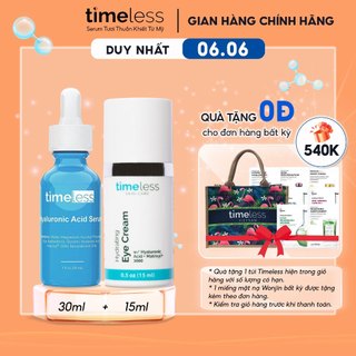 Combo Serum Timeless Hyaluronic Acid Vitamin C 30ml & Kem Mắt Hydrating Eye Cream 15ml