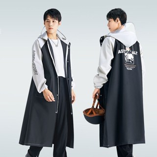 Áo mưa nam nữ Kiểu dài Chặn màu thời trang Vải dày EYA cao cấp Không có mùi nhựa Thiết kế vành đôi Bảo vệ toàn diện