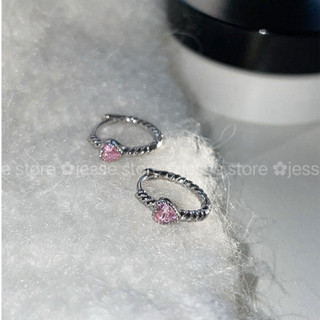 1 cái  khuyên tim màu đá pink T11 jesse store