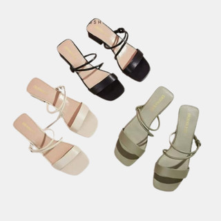 Guốc nữ 3 phân gót vuông phối dây quai mảnh êm chân Mã:EB064