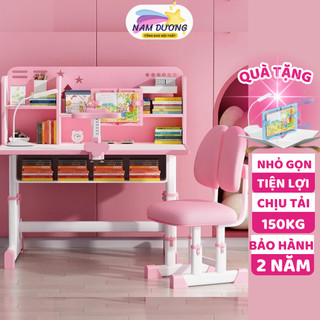 Bộ bàn học cho bé E01 Nam Dương Bàn học chống gù 80cm Nâng hạ chiều cao linh hoạt Giá sách lớn