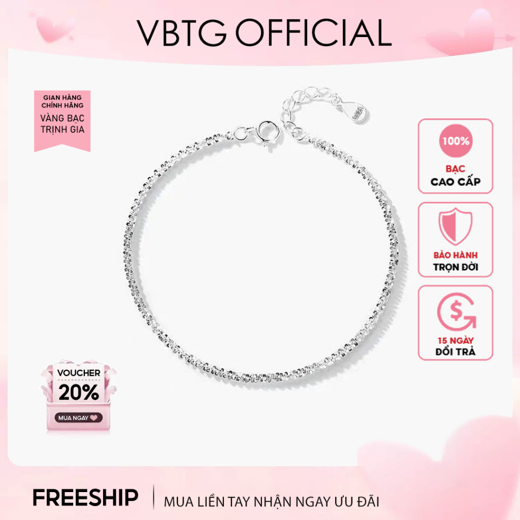 Vòng tay bạc nữ VBTG dây xù bắt sáng lấp lánh VBTG2056