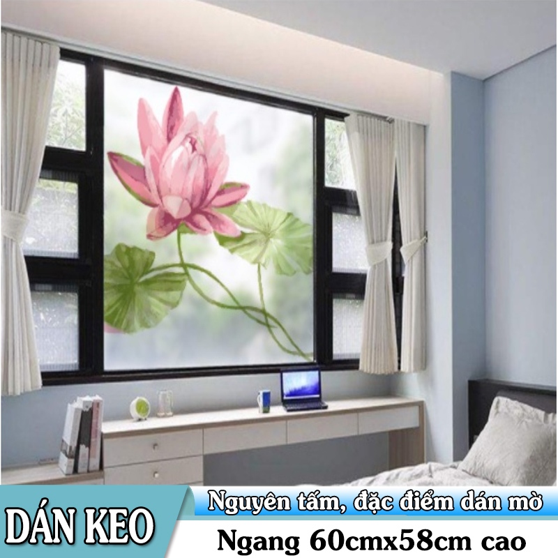 Decal Dán Kính Cao Cấp - Hoa Sen Lớn ( 60x58cm )-DK7179