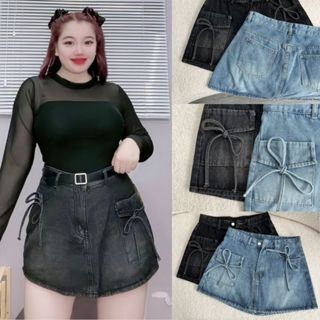 Chân váy jean bigsize nữ Váy bò dáng A ngắn lưng cao đứng from chất demi phong cách cá tính trẻ trung thời thượng CV403