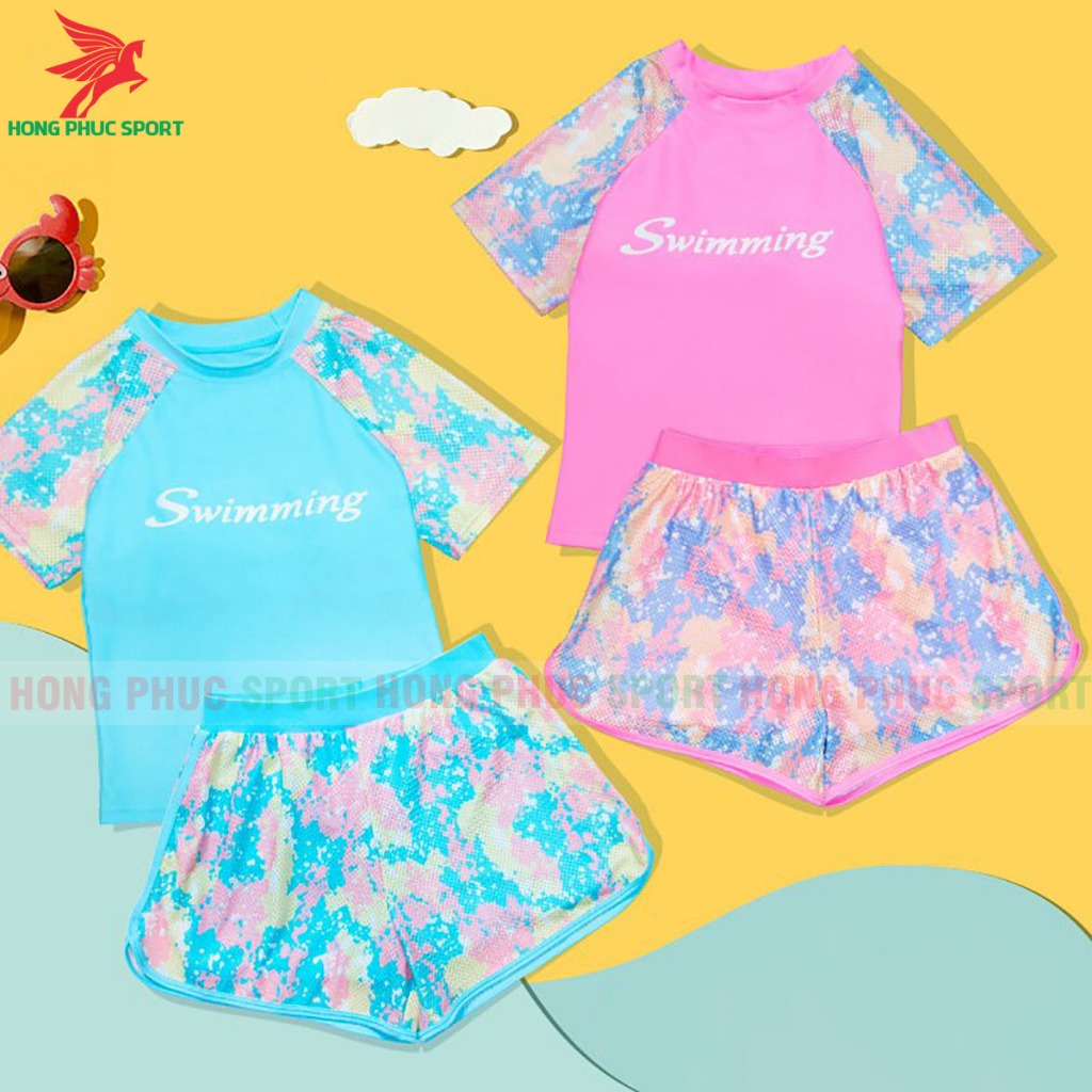 Đồ bơi bé gái size đại, đồ bơi nữ, đồ tắm biển ngắn tay chân váy short năng động (30-40kg)