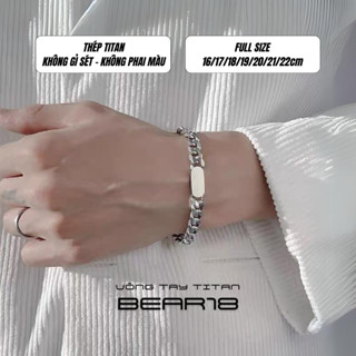 [Full size] Vòng tay nam - lắc tay trơn màu bạc THÉP TITAN KHÔNG GỈ thiết kế đơn giản BEAR18 - L102