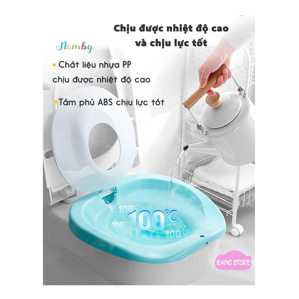 Chậu xông vùng kín phụ nữ xông và rửa vùng kín Nemby 3 chế độ giảm bệnh phụ khoa, đau trĩ sau sinh kèm vòi xịt