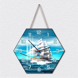  Đồng hồ tráng gương lục giác treo tường Lala nhỏ gọn kim trôi kèm đinh đa năng không khoan tường 