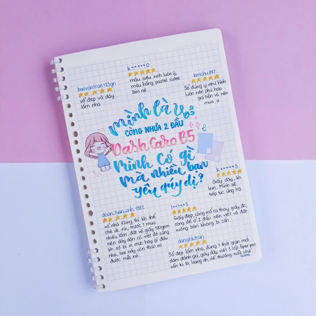 Vở Dash Caro kẹp còng nhựa 2 đầu B5 120 trang 100/76; MS: 809