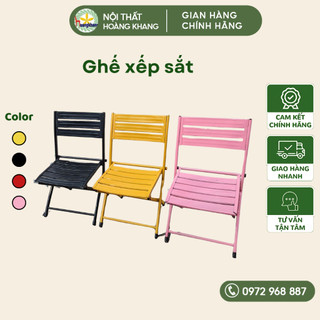 Ghế xếp sắt ngoài trời, ghế khung sắt dày sơn tĩnh điện chống rỉ