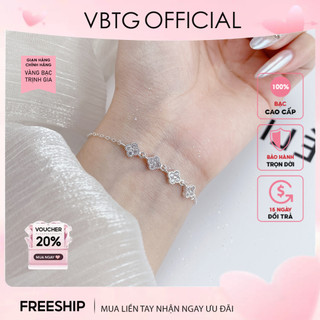 Lắc tay bạc vbtg cỏ bốn lá may mắn - vòng tay bạc s925 vbtg2170