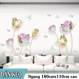 Decal trang trí tường hoa sen vàng