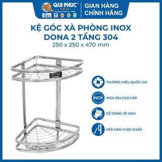  Kệ góc xà phòng inox DONA 2 tầng inox 304, có khay xà phòng