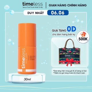Serum Vitamin C Dưỡng Trắng Da Giảm Thâm Timeless 10% Vitamin C + E + Ferulic Acid 30ml