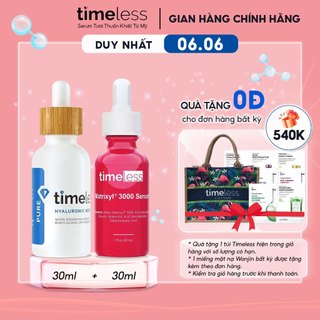 Combo Serum Timeless Hyaluronic Acid Pure 30ml & Matrixyl 3000 30ml Hỗ Trợ Giữ Ẩm, Cải Thiện Vết Nhăn Làm Chậm Lão Hoá
