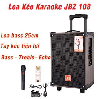 Loa Kẹo Kéo JBZ 108 Bass 25cm Công Suất 150W Âm Thanh Trầm Ấm Chỉnh Bass - Treble - Echo Tặng Kèm Micro Không Dây