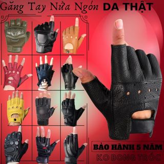 Găng Tay Lái Xe Da Thật Xỏ Ngón Nam Nữ Cao Cấp, Dễ Lái Xe, Bảo Vệ Tay - Không Bong Tróc - BH 5 Năm