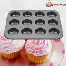Khuôn cupcake 12  lỗ  đen