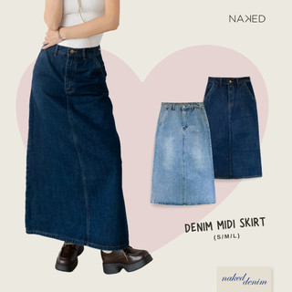 Chân váy bò dáng dài naked denim - denim midi skirt