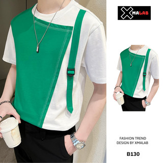 Áo thun nam cotton Xmalab, áo phông nam basic tay ngắn cổ tròn Unisex dây treo cách điệu B130