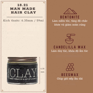 Sáp Vuốt Tóc 18.21 Man Made CLAY 56g
