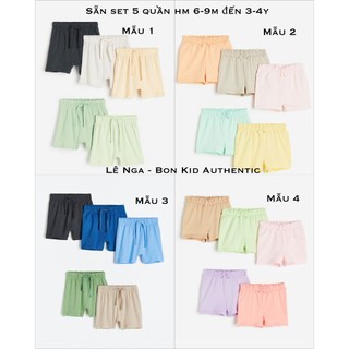 Set 5 quần short cotton bé trai bé gái HM UK/US chính hãng từ sz 6-9m đến 3-4y