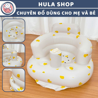 Ghế hơi tập ngồi cho bé an toàn, bơm tay tự động cho bé từ 4 tháng tuổi 9BABY mẫu vịt vàng