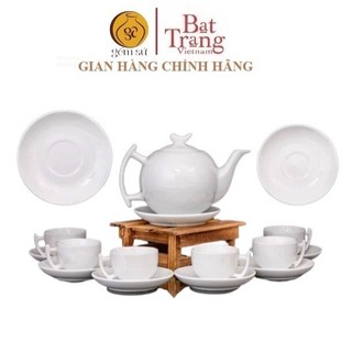 Bộ ấm chén uống trà dáng bưởi cành dung tích 650ml - Gốm sứ Bát Tràng