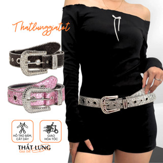 Thắt lưng y2k đính đá lấp lánh cho nam nữ bản nhỏ và bản to TL165 - Thắt Lưng Giá Tốt
